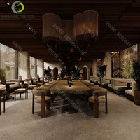 Design d'intérieur de restaurant haut de gamme, mobilier de salle à manger de luxe sur mesure, tables et chaises faciles à nettoyer pour la décoration des restaurants
