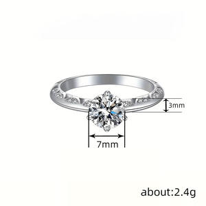 Anello in Oro Bianco con Diamanti T0424, Anello di Fidanzamento da Donna con Diamante Naturale Taglio Brillante Rotondo Colore G e Pietre Laterali - Product Image 4