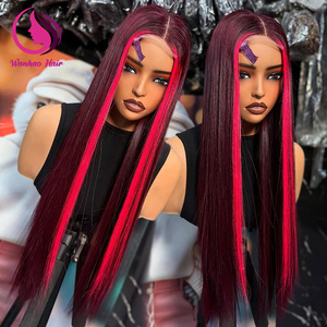 Pelucas de Cabello Humano Indio Virgen, Peluca Lisa con Reflejos, Peluca de Encaje Frontal 13x4 sin Pegamento, Pelucas de Encaje Completo HD para Mujer - Product Image 1