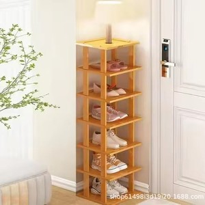 Simple wooden shoe rack for saving space in the entryway; multi-layered wooden <b>corner</b> shoe <b>cabinet</b> for rental apartments. - Product Image 3