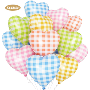 YACHEN rosso giallo rosa blu controllato 18 pollici griglia di alluminio a forma di cuore palloncini per Baby Shower festa di compleanno decorazioni - Product Image 1