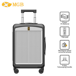 Bagages de <span class=keywords><strong>cabine</strong></span> de luxe de haute qualité de 20 pouces <span class=keywords><strong>valise</strong></span> PC avant ouverte pour voyage d'affaires <span class=keywords><strong>avec</strong></span> <span class=keywords><strong>chargeur</strong></span> <span class=keywords><strong>USB</strong></span> bagages de taille <span class=keywords><strong>cabine</strong></span> en aluminium - Product Image 2