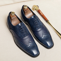 Chaussures habillées pour hommes à lacets en cuir, bout pointu, style brogue sculpté, antidérapantes et respirantes, pour le bureau et les mariages
