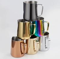 Tasse à lait pour barista en acier inoxydable 304, réutilisable, écologique, résistante au lave-vaisselle, couleur personnalisée, pour espresso et latte art