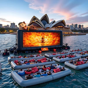 Verano Popular gran oferta <span class=keywords><strong>buena</strong></span> <span class=keywords><strong>calidad</strong></span> comercial al aire libre plataforma <span class=keywords><strong>flotante</strong></span> inflable para película de mar - Product Image 1