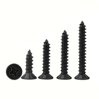 Vis autotaraudeuses en acier pour tôles, métriques, finition zinguée noire, tête plate à 82 degrés, type Phillips, longueur AB