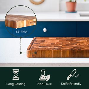 Tabla de cortar de teca cuadrada de madera maciza, gruesa y duradera para uso en la cocina - Product Image 3