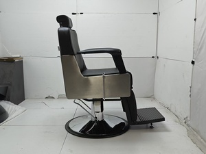 Sillón de Barbería Hidráulico Moderno, Cuero Sintético, Altura Ajustable, Reclinable, Base Redonda, Diseño Contemporáneo - Product Image 5