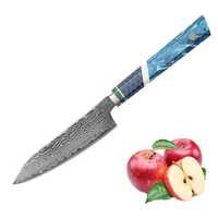 Klein High-End Damascus Staal Fruitgroente Hakmes Multifunctioneel Keukenmes Met Houten Handvat Voor Buitengebruik