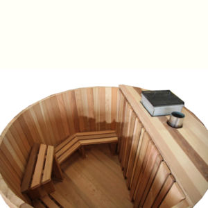 Jacuzzi de leña para 4 personas, spa exterior de cedro con estufa de leña de acero inoxidable - Product Image 3