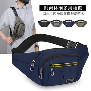 Men's Fanny Pack Multi Functional Lightweight Sports Waist Bag Dark Blue Large Capacity Outdoor Casual Simple Shoulder Bag - Product Image 1