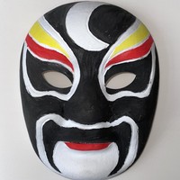 Embryon blanc flocage bricolage peint à la main Graffiti opéra de pékin masque facial lignes en relief pas de lignes de crochet gratuit corde couleur masques de fête