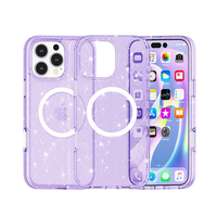 Militaryer Grade Antichoc Transparent Clair Paillettes Magnétique Mobile Couverture Arrière pour iPhone 16 Plus 16 pro max