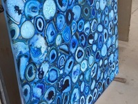 Backliting batu akik biru pulau air terjun desain Backlit batu akik biru mandi Vanitytop untuk desain rumah ruang tamu Panel dinding