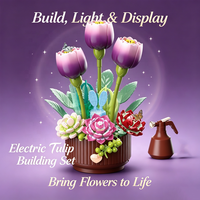 Set de Construcción de Flores que Florecen con Control Remoto, Novedad de Escritorio para Importadores de Regalos, Gama Educativa para Venta Minorista Global