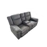 Canapé inclinable deux places avec massage, console rabattable, porte-gobelets, cendrier, en cuir, pour home cinéma et salon