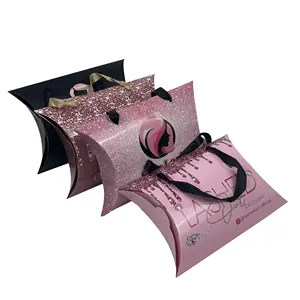 مخصص تصميم شعار وسادة مطبوعة هدية مربع ل حزم من الباروكات التعبئة والتغليف مع مقبض