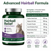 Tabletas Masticables para el Alivio de las Bolas de Pelo en Gatos, Apoyo Digestivo, Fibra Natural, Prebióticos, Suplemento para Mascotas, Golosinas Blandas para Todas las Razas de Gatos, OEM