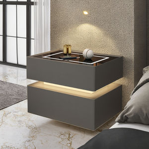 <span class=keywords><strong>Table</strong></span> <span class=keywords><strong>de</strong></span> Chevet Intelligente en Bois Luxe pour Chambres d'Hôtel, Noire et Blanche, avec Lumières LED, Verrouillage par Empreinte Digitale et Haut-Parleur - Product Image 6