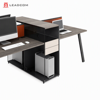 Poste de travail de bureau LEADCOM G-FN643B pour 4 personnes avec rangement latéral, poste de travail partagé, bureau pour employés respectueux de l'environnement E0