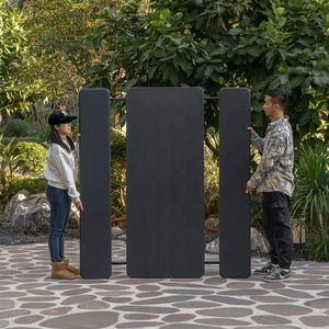 Table de pique-nique pliante de 6 pieds avec banc, plateau en plastique noir et pieds en métal, ensemble de table pliante d'extérieur - Product Image 5