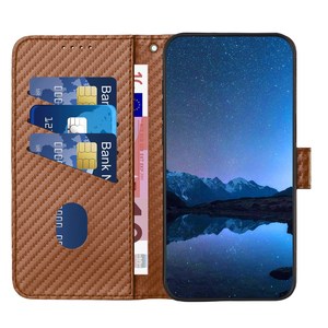 คาร์บอนไฟเบอร์ลายกระเป๋าสตางค์พลิกหนังสําหรับ Iphone สําหรับ Samsung สําหรับ HUAWEI สําหรับ Xiaomi สําหรับ Tecno สําหรับ Infinix สําหรับ 1 + - Product Image 3