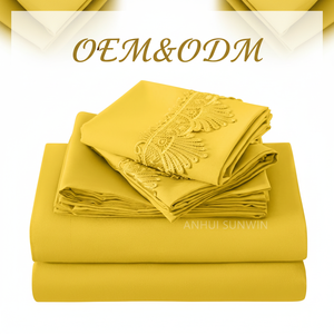 Wholesale Custom Logo King Size 6 Piece <strong>Crochet</strong> Lace Sheet <strong>Set</strong> Yellow Color 14 Inch Extra Deep Pocket <strong>Set</strong> for Hotel Luxury Soft - Product Image 5