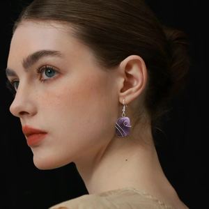 Orecchini in Acciaio Inossidabile Argento con <span class=keywords><strong>Pietra</strong></span> Avvolta in Filo, Gioielli con Cristallo e <span class=keywords><strong>Agata</strong></span> per Donna, Regalo Elegante - Product Image 3