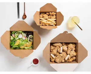 Benutzer definierte biologisch abbaubare Einweg-Fast-Food-Restaurant Papier zum Mitnehmen Behälter Verpackung Papier box