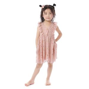 Commercio all'ingrosso Boutique di Estate Dei Bambini Del <span class=keywords><strong>Vestito</strong></span> Del Bambino Vestiti Delle Ragazze Senza Maniche Con Scollo A V Rosa Abito di Pizzo <span class=keywords><strong>per</strong></span> L'estate - Product Image 1