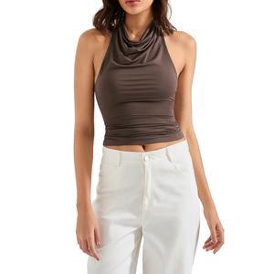 Débardeur doux style pastoral pour femme, col bénitier, dos nu et licou, hauts courts personnalisés pour femme - Product Image 5