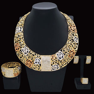 Yulaili conjuntos de joyería moda mujer fiesta <span class=keywords><strong>disfraz</strong></span> accesorios 18K chapado en oro joyería Simple collar único pendientes - Product Image 2