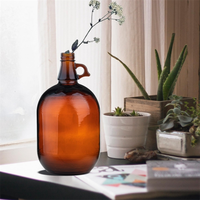 Décor à la maison bouteille de fermentation ambre Kombucha bière verre gallon cruche 4L grandes bouteilles en verre pour la fabrication du vin
