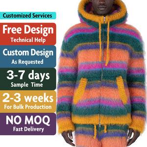 कस्टम लोगो मोहैर बुनाई स्वेटर पुरुषों fzy स्ट्रिप्ड बुनाई सर्दियों जिपर हुडी बुना हुआ जैकेट कोट पुरुषों कार्डिगन मोहेयर स्वेटर - Product Image 2