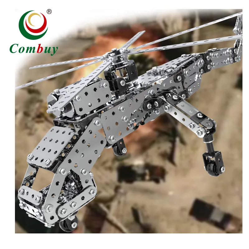 632PCS DIY 3D kits helicopter metal model puzzle for adults