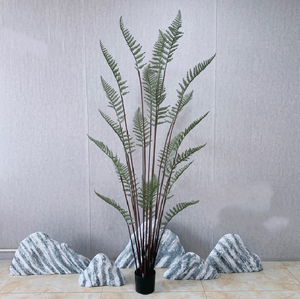 Venta al por mayor árbol de helecho persa artificial con maceta Real Touch plástico bonsái planta realista para la decoración del hogar - Product Image 5