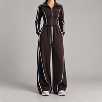 Ensemble de survêtement personnalisé OEM pour femme – Veste zippée à col montant et pantalon large – Tenue sport décontractée deux pièces – Marque privée