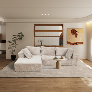 Sofá Seccional de <span class=keywords><strong>Tela</strong></span> de Felpa de Conejo Cálido Color <span class=keywords><strong>Beige</strong></span> de 108 Pulgadas, Sofá Pequeño Comprimido al Vacío de 2 Plazas para Sala de Estar con 5 Cojines - Product Image 1