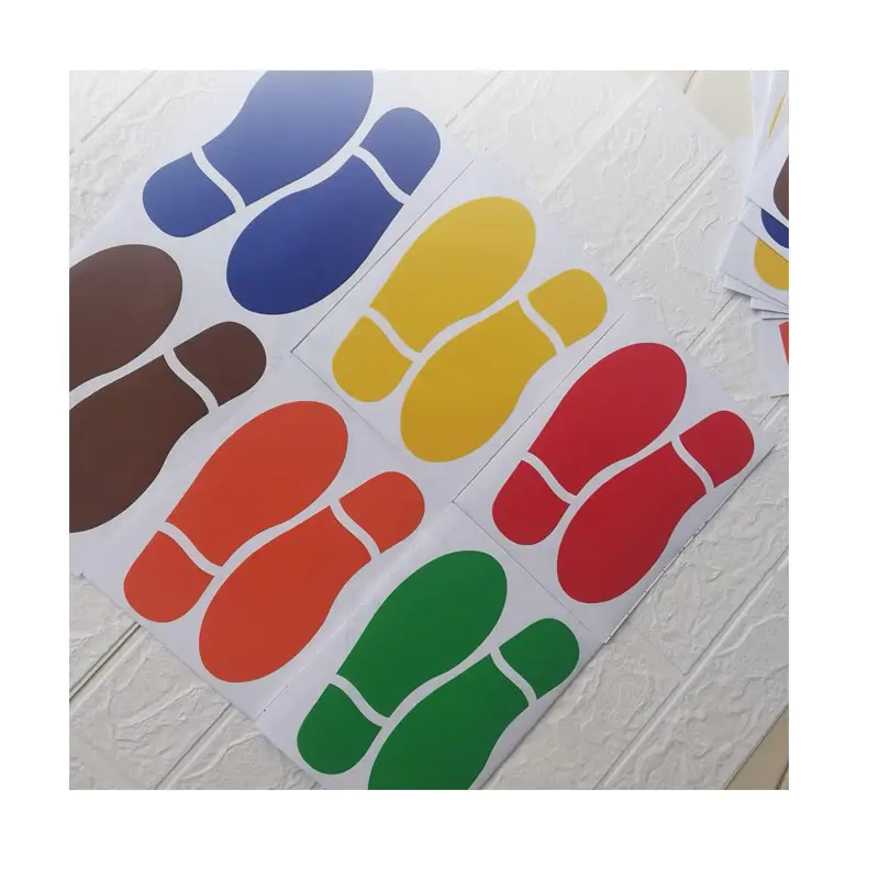 Adesivos de sapato para decoração de festas com sinais coloridos de piso com pegadas de chão
