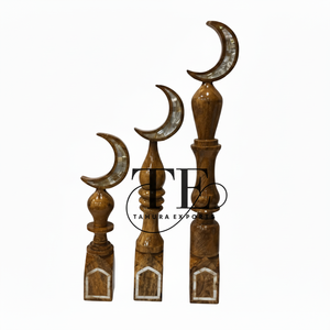 Ensemble d'ornements en bois croissant de lune Ramadan Eid décoration islamique décor à la maison Table à la main pièce décorative - Product Image 1