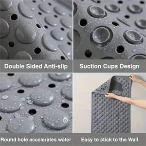 New Design Bathtub Shower <b>Mats</b> Extra <b>Long</b> Non-Slip Rubber <b>Bath</b> <b>Mat</b> Shower Massage <b>Mat</b> with Drainage Hole Strong Suction Cup - Product Image 4