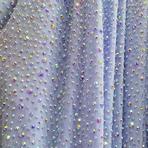 2025 Mới Đến Sáng Bóng Rhinestone Vải Tuyn Vải Thạch Đầy Sao Căng Tinh Thể Lưới Cho Phụ Nữ Của Sexy Trang Phục - Product Image 4