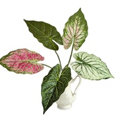 Feuilles de Caladium Artificielles Imprimées en 3D Effet Réel, Grandes Plantes Tropicales Simulées pour la Décoration de la Maison, des Mariages, des Fêtes et des Bureaux