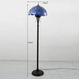 Lámpara de Pie LongHuiJing Personalizada de 16 Pulgadas, Tradicional, con Vidrio Teñido LED, Base de Resina Azul Glicinia, Luz Blanca Cálida de 2700K, 600 CRI - Product Image 5