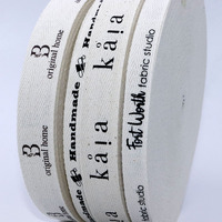 Ruban en coton naturel personnalisé avec logo, largeur 3/4 pouce (2 cm, 15 mm), ruban en coton sergé à chevrons imprimé, 100% coton, avec logo