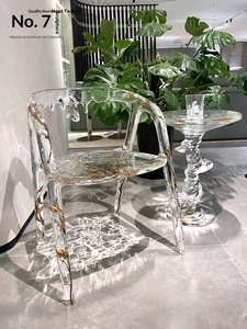 Chaise de salle à manger en résine transparente de style italien, design goutte d'eau, pour villa, salon, mobilier d'intérieur - Product Image 4