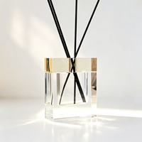 Bouteille diffuseur à roseaux de luxe en cristal de 100 ml, vide, en verre épais, pour parfum d'ambiance et artisanat décoratif