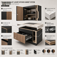 Meubles de cuisine contemporains de luxe BEIMEI, cuisine intelligente, laque cachemire, îlot flottant LED, marbre, menuiserie
