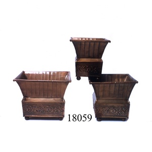 Jardinière décorative en métal de jardin à la maison de vente chaude avec des pots de fleurs de jardin antiques bruns ensemble de 3 pièces - Product Image 6