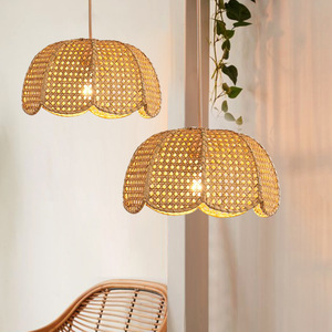 Rattan Chandelier 40Cm 50Cm 60Cm Round Led E27 Pendant <b>Light</b> For Living Room <b>Dining</b> Room Hotel Guesthouse - Product Image 1